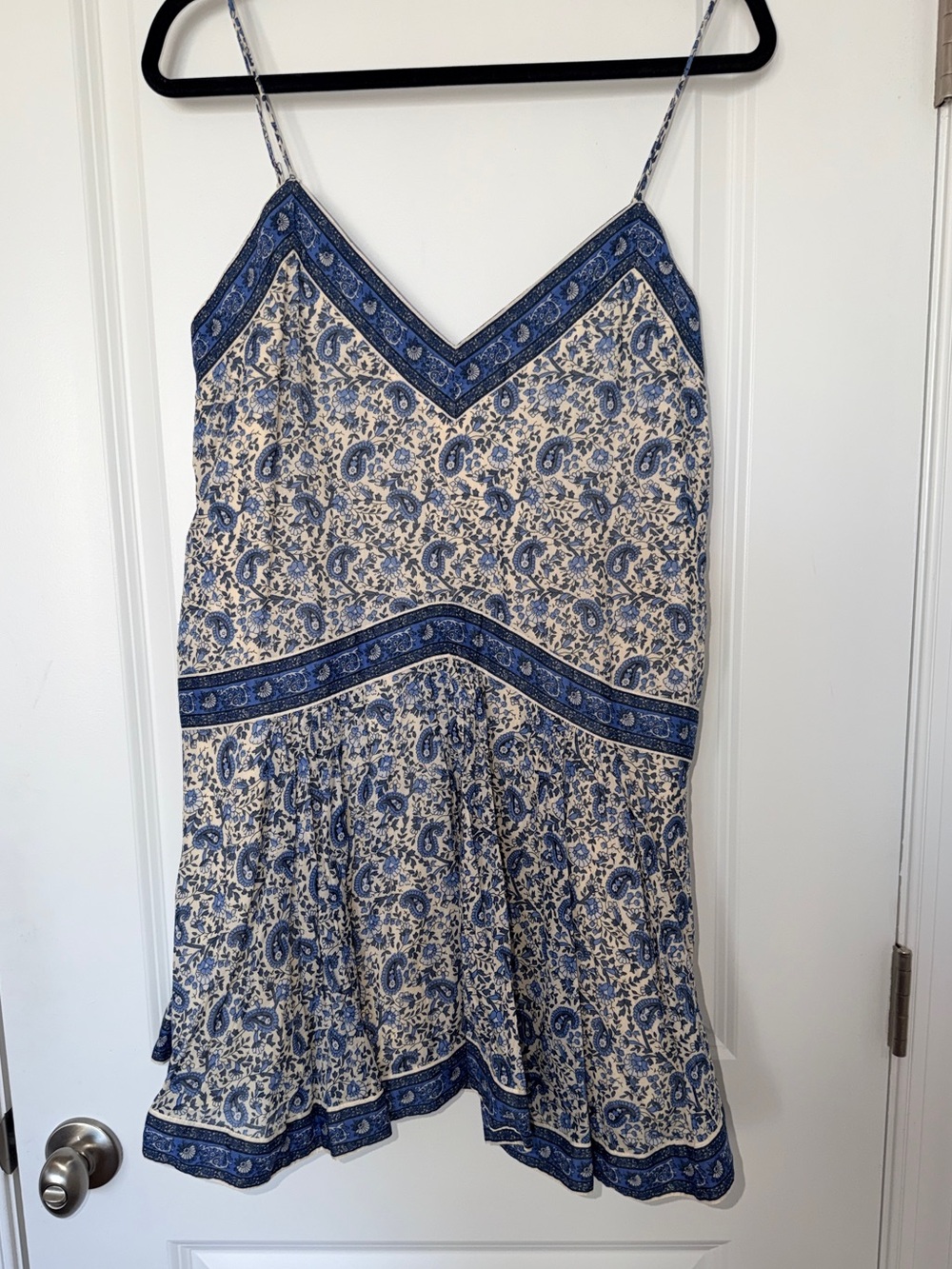 Abercrombie & Fitch Cream Lightweight Skort Dress with Blue Paisley Trim - Picture 4 of 6